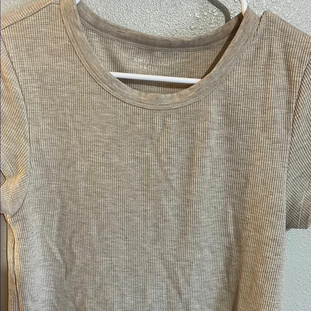 Madewell Gray Cream Fitted Short Sleeve T-Shirt